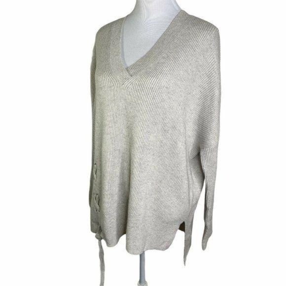 All Saints Sweaters | Allsaints Able Ribbed V Neck Lace Up Sweater | Poshmark